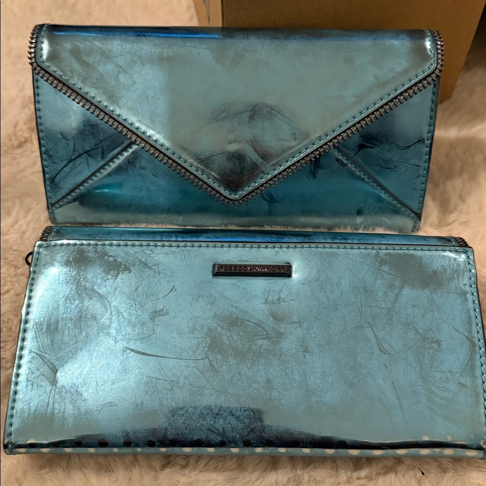 Rebecca Minkoff Pale Blue Metallic Large Wallet-NWT
